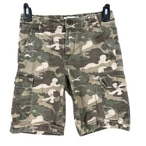 Old Navy Shorts Boys 8 green Woodland Camo Cargo Adjustable Waist 8" inseam‎